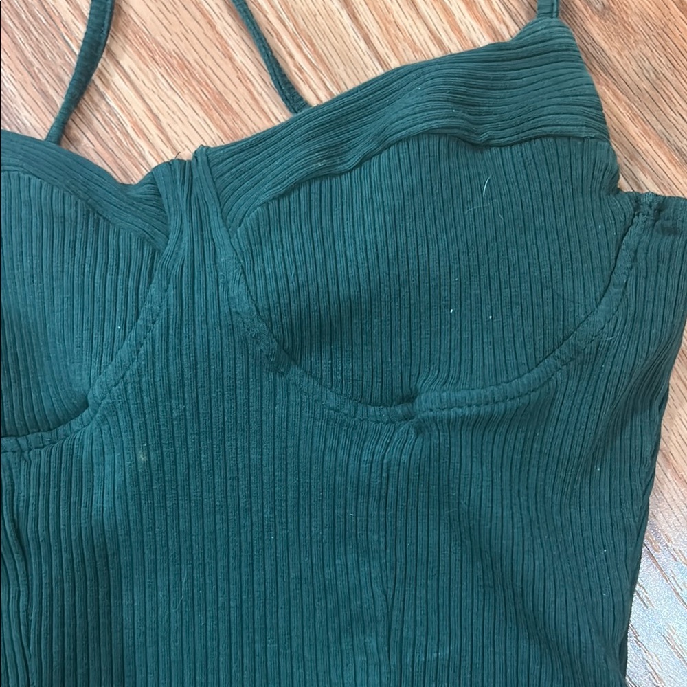 Green Ribbed Bustier Top - Picture 3 of 6
